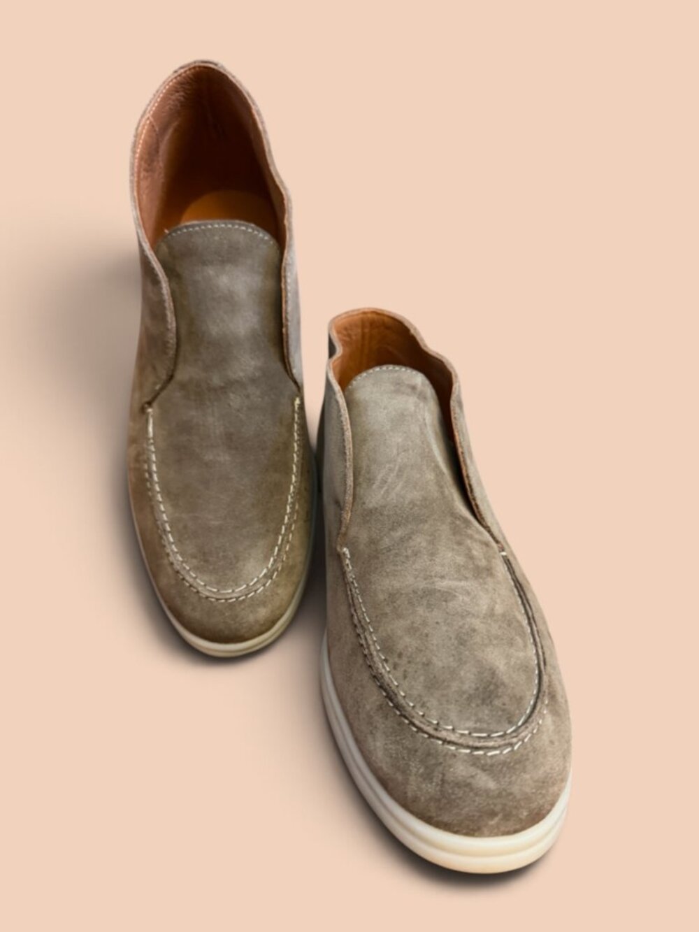 Ellasi Caramel Tan/Taupe Peri Suede Loafers Sz 8.5 (European 39)